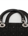Pre-Loved Lady Dior Handbag Cannage Leather Large with Silver Hardware, Black