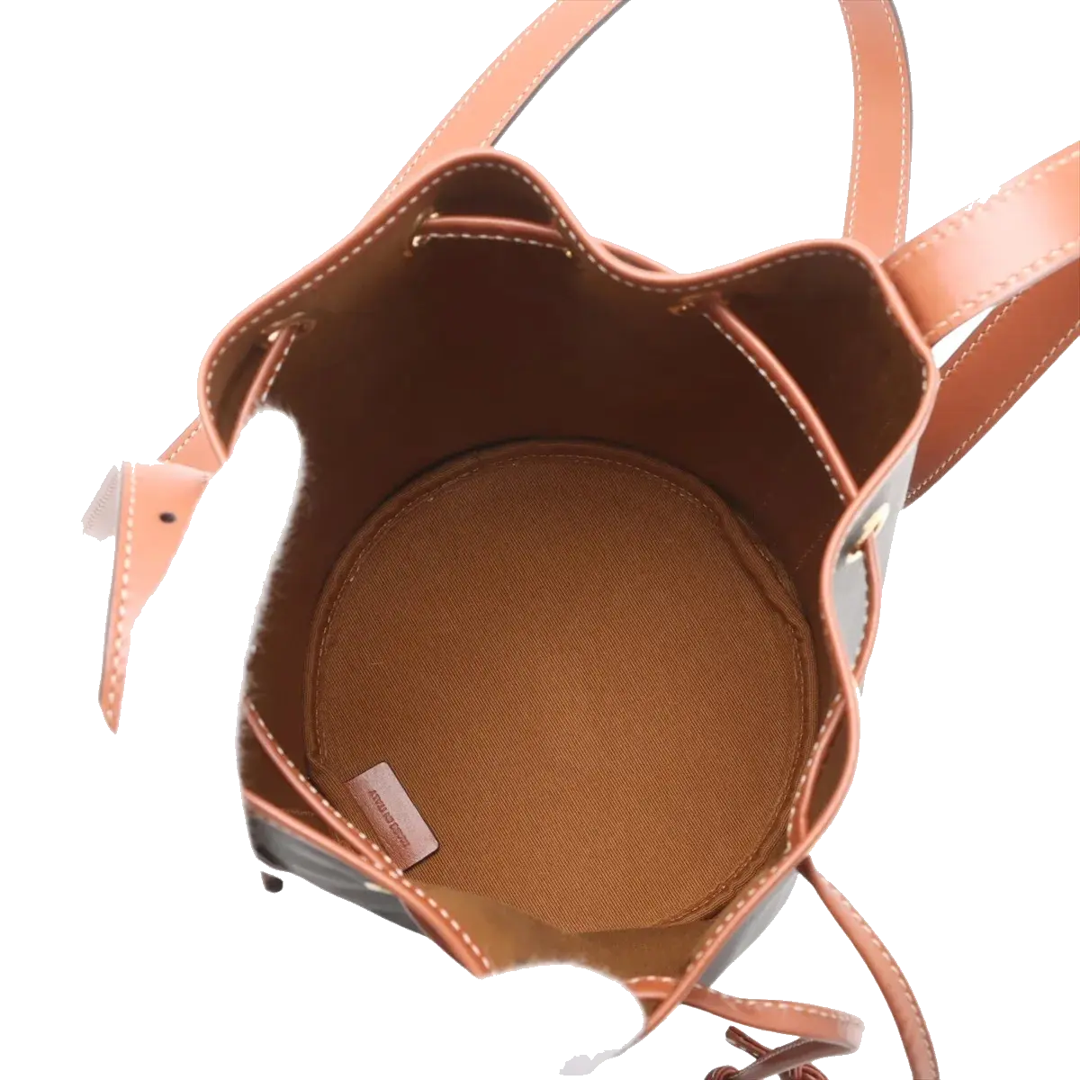 Pre-Loved Triomphe Drawstring Bucket Bucket Bag Triomphe Canvas Coated Small with Gold Hardware, Brown