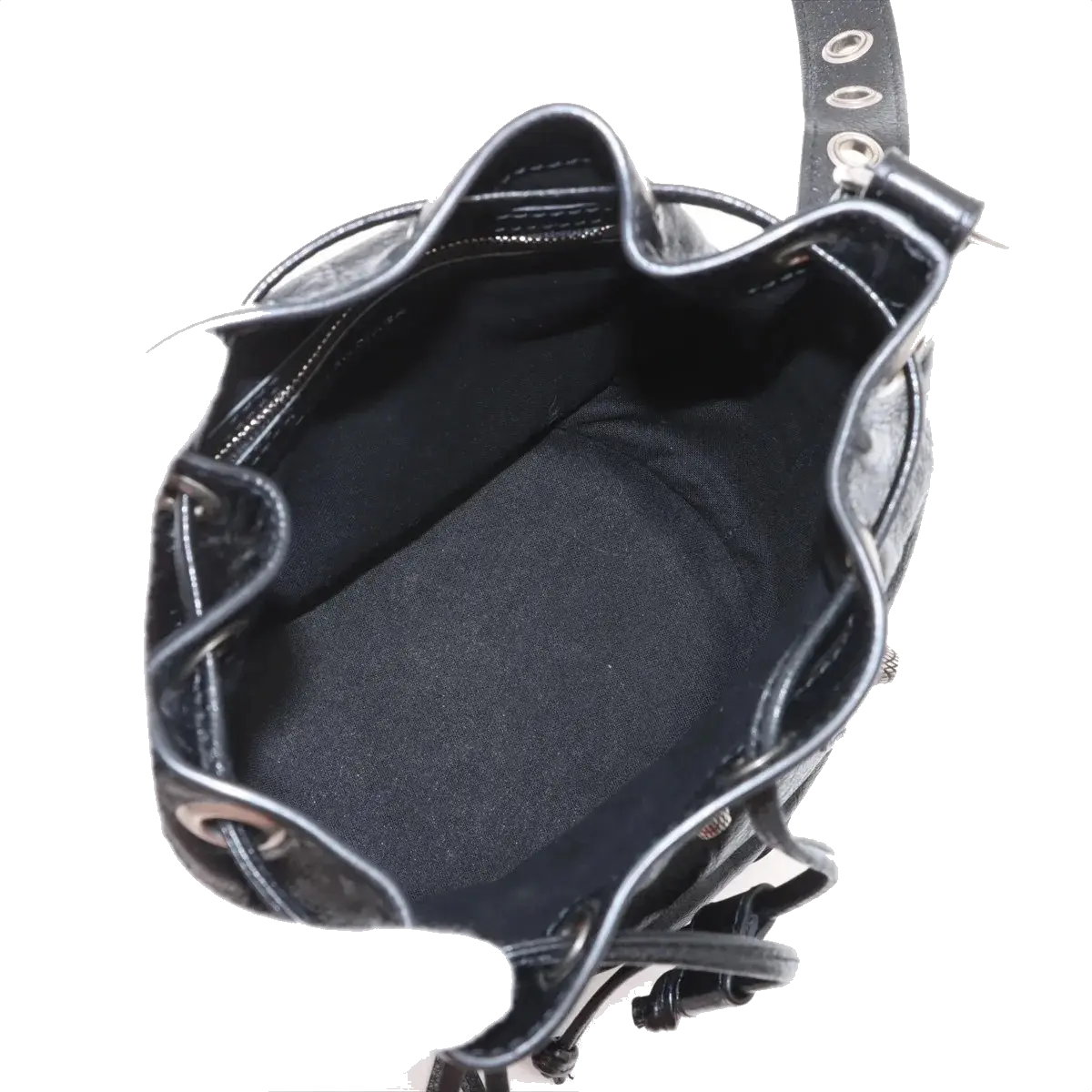 Pre-Loved Le Cagole Bucket Bucket Bag Leather XS with Aged Silver Hardware, Black