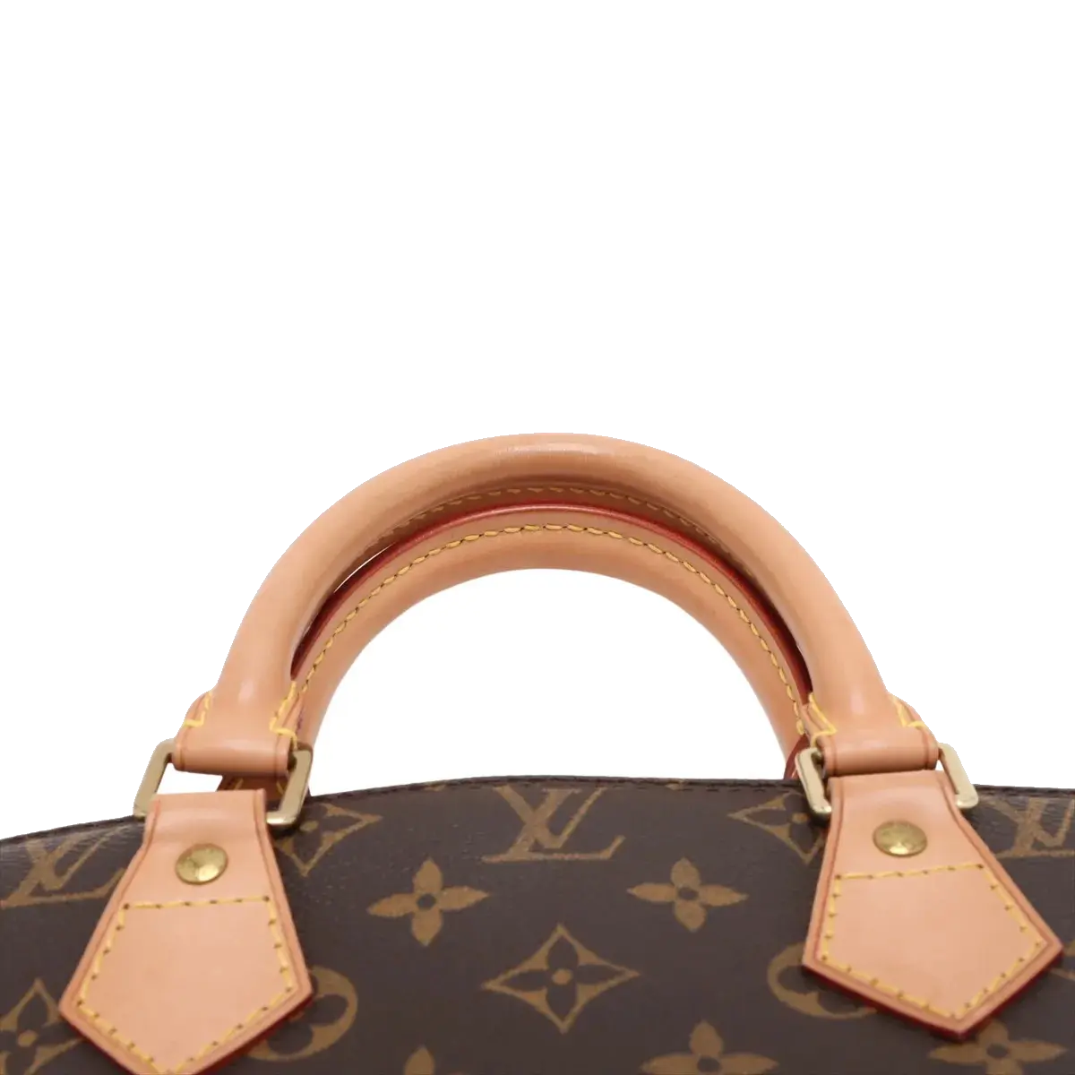 Pre-Loved Alma Handbag Monogram Coated Canvas PM with Gold Hardware, Brown
