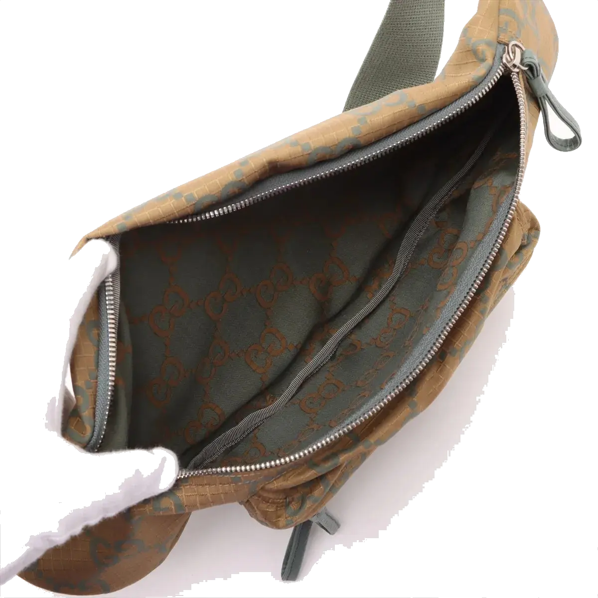 Pre-Loved GG Ripstop Belt Bag Monogram Nylon with Silver Hardware, Beige