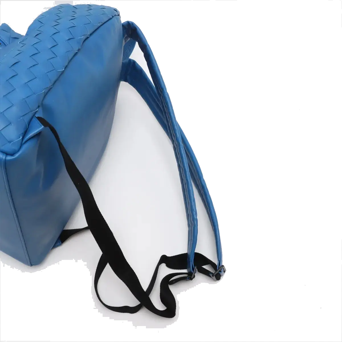 Pre-Loved Intrecciato Backpack Leather with Black Hardware, Blue