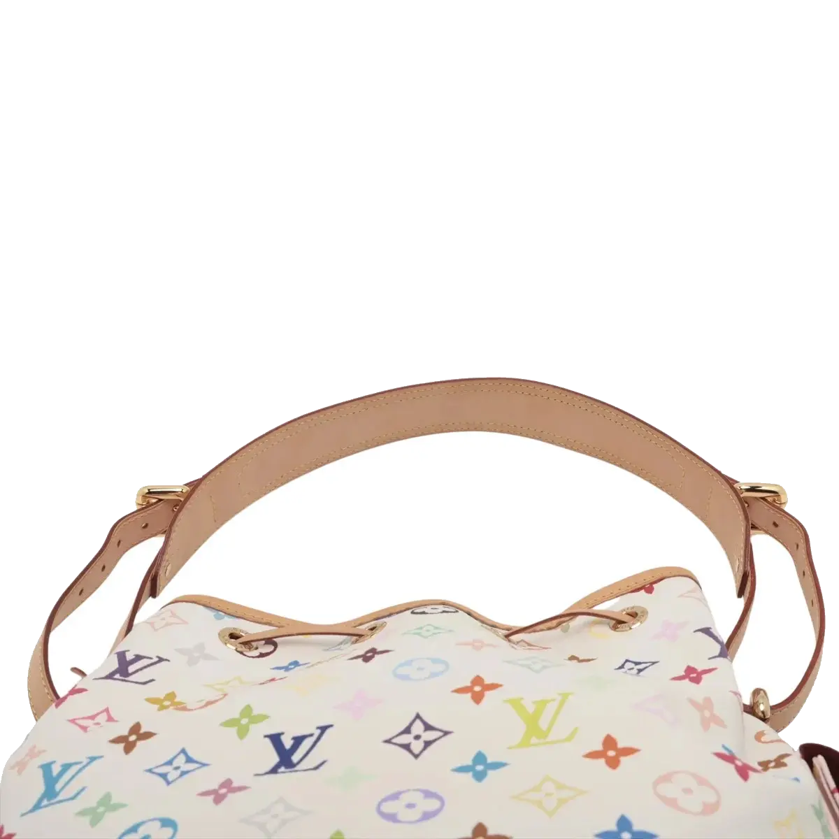 Pre-Loved Petit Noé Shoulder Bag Monogram Multicolore Coated Canvas Petit with Gold Hardware, White Multicolor