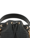 Pre-Loved Mon Tresor Bucket Bag FF Logo Embossed Leather Mini with Gold Hardware, Black