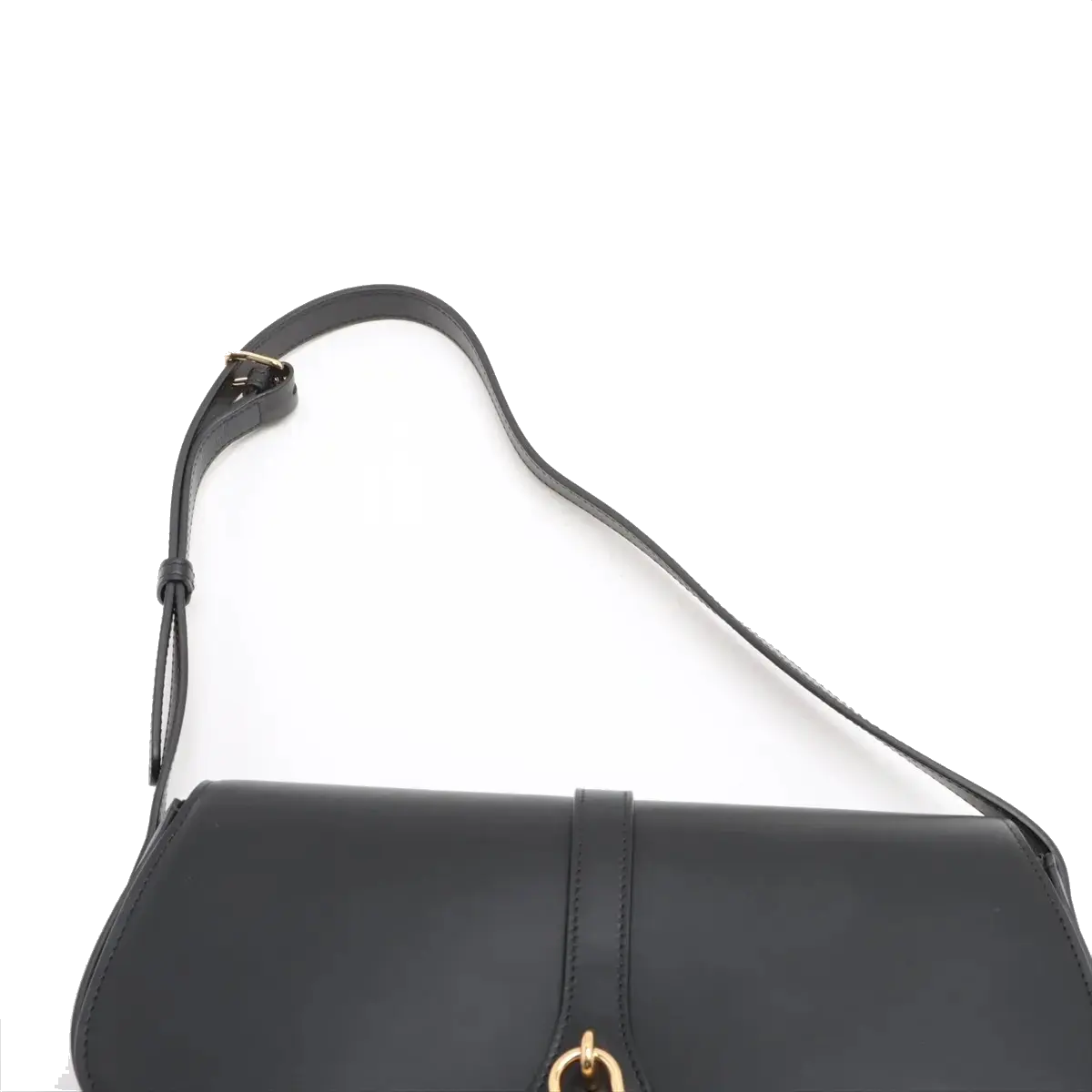 Pre-Loved Tabou Clutch on Strap Shoulder Bag Leather with Gold Hardware, Black