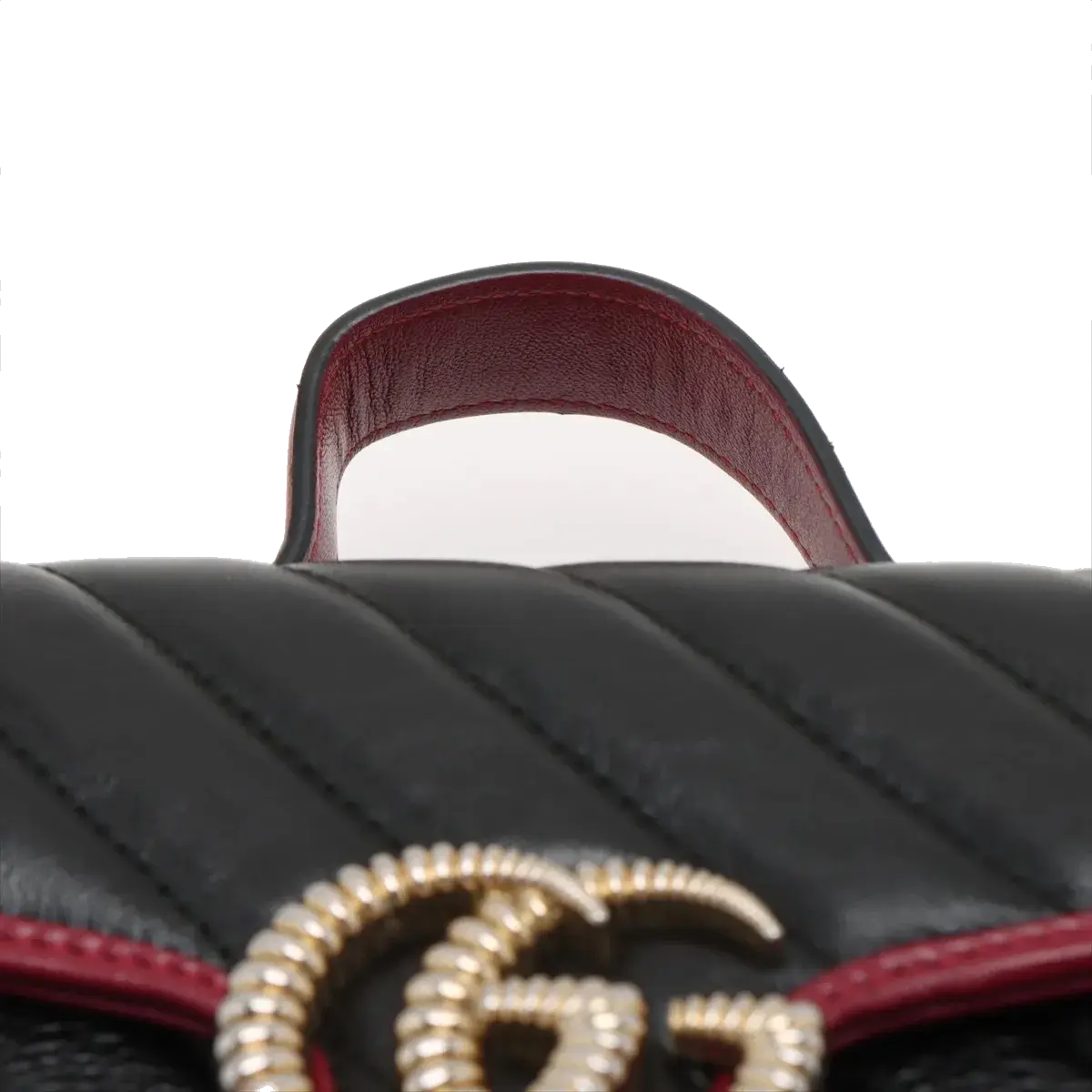Pre-Loved GG Marmont Top Handle Handbag Quilted Leather Mini with Gold Hardware, Black