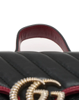Pre-Loved GG Marmont Top Handle Handbag Quilted Leather Mini with Gold Hardware, Black