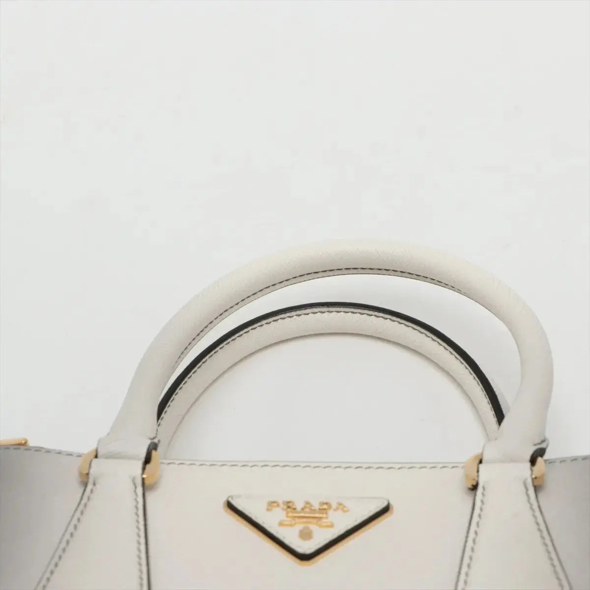 Pre-Loved Galleria Handbag Leather Small with Gold Hardware, Gradient Grey/White