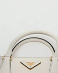 Pre-Loved Galleria Handbag Leather Small with Gold Hardware, Gradient Grey/White