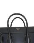 Pre-Loved Luggage Tote Leather Micro with Gold Hardware, Black and Grey