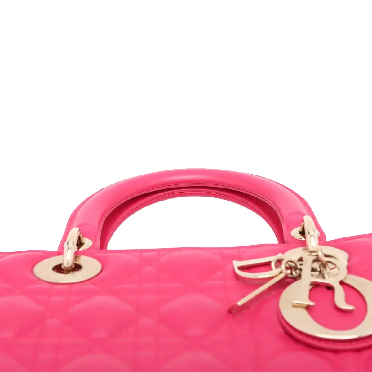 Pre-Loved Lady Dior Handbag Cannage Leather Large with Gold Hardware, Pink