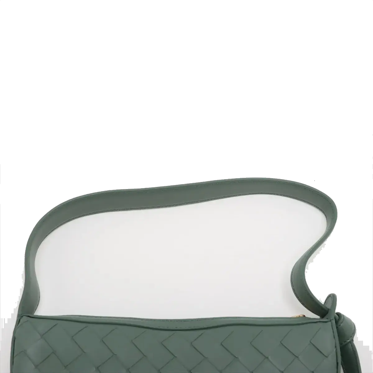 Pre-Loved Sunrise Shoulder Bag Intrecciato Leather Small with Gold Hardware, Sage Green