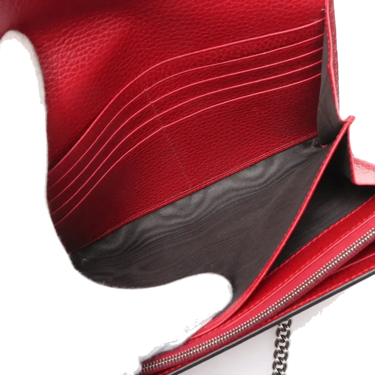 Pre-Loved Dionysus Wallet on Chain Crossbody Bag Leather Mini with Aged Silver Hardware, Red