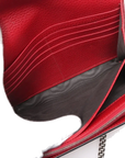 Pre-Loved Dionysus Wallet on Chain Crossbody Bag Leather Mini with Aged Silver Hardware, Red