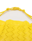 Pre-Loved Intrecciato Bulb Shoulder Bag Intrecciato Leather Small with Gold Hardware, Yellow