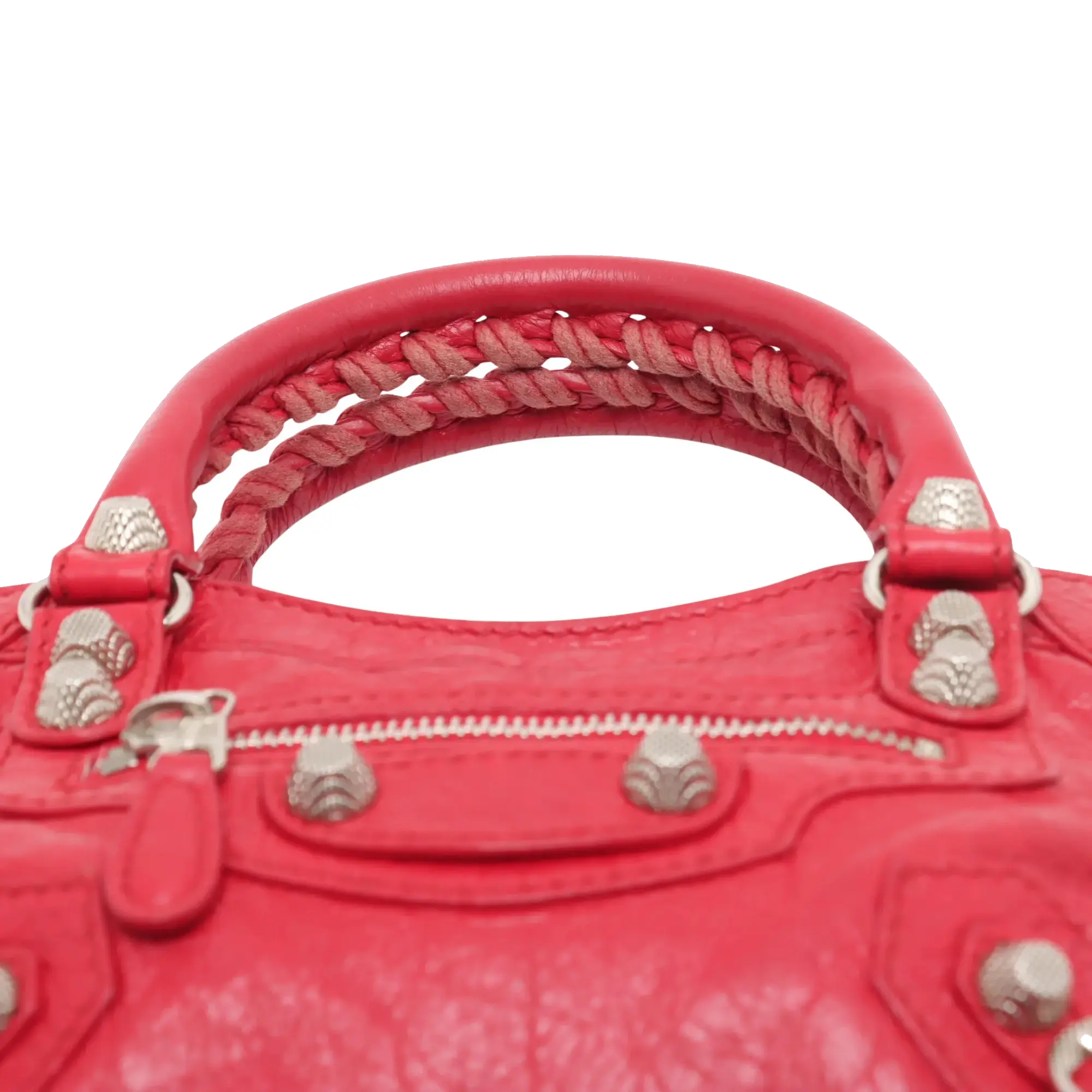 Pre-Loved Classic City Handbag Leather Mini with Silver Hardware, Red
