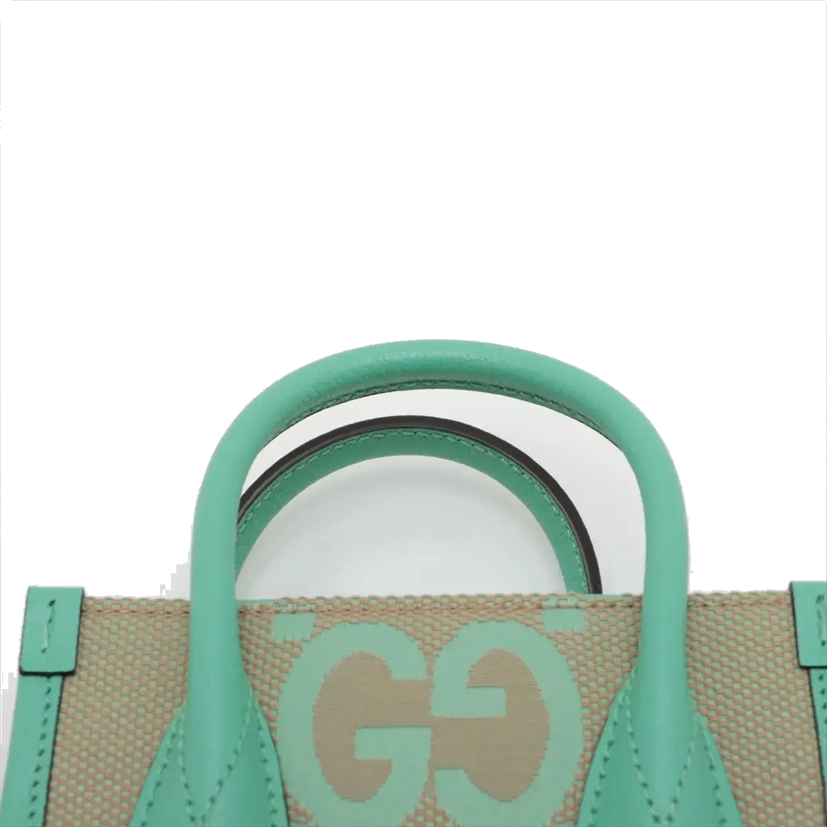 Pre-Loved Jumbo GG Mini Tote Tote Monogram Coated Canvas Mini with Gold Hardware, Beige and Green