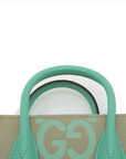 Pre-Loved Jumbo GG Mini Tote Tote Monogram Coated Canvas Mini with Gold Hardware, Beige and Green