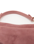 Pre-Loved Saddle Shoulder Bag Suede Mini with Gold Hardware, Pink