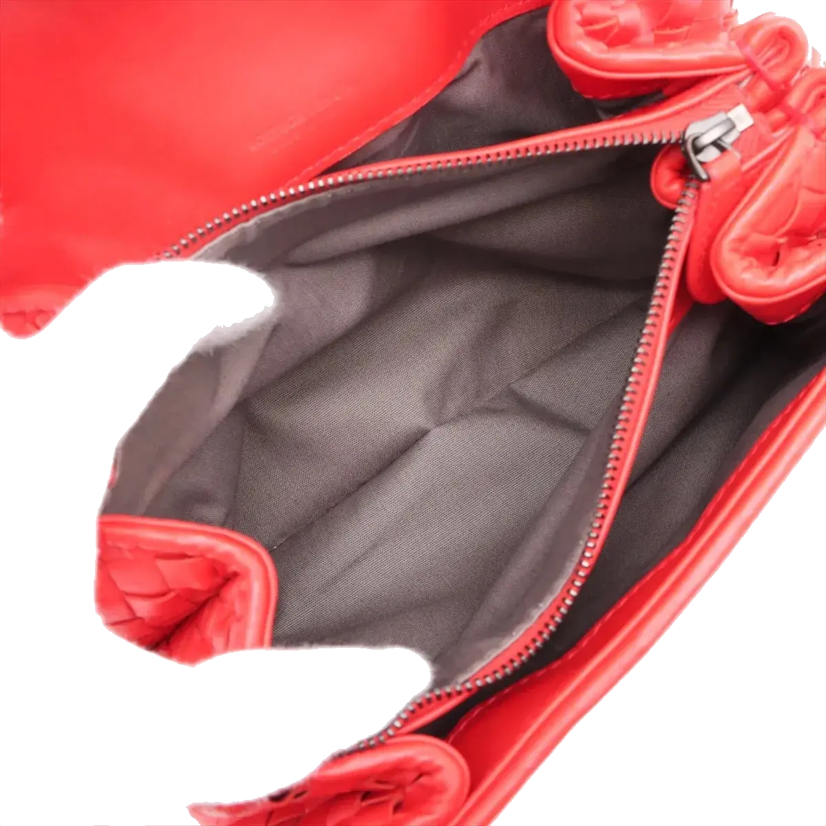 Pre-Loved Intrecciato Clutch Clutch Intrecciato Leather with Silver Hardware, Coral Red