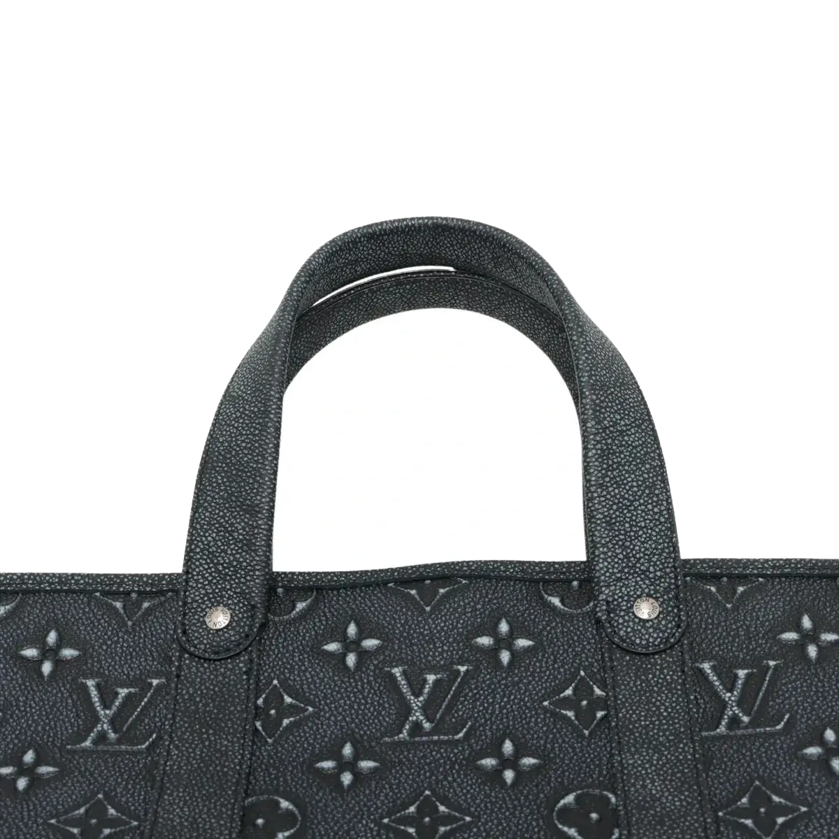 Pre-Loved Monogram Embossed Tote Tote Monogram Leather with Silver Hardware, Black