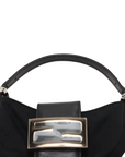 Pre-Loved Mini Mamma Baguette Shoulder Bag Canvas Plain Mini with Silver Hardware, Black
