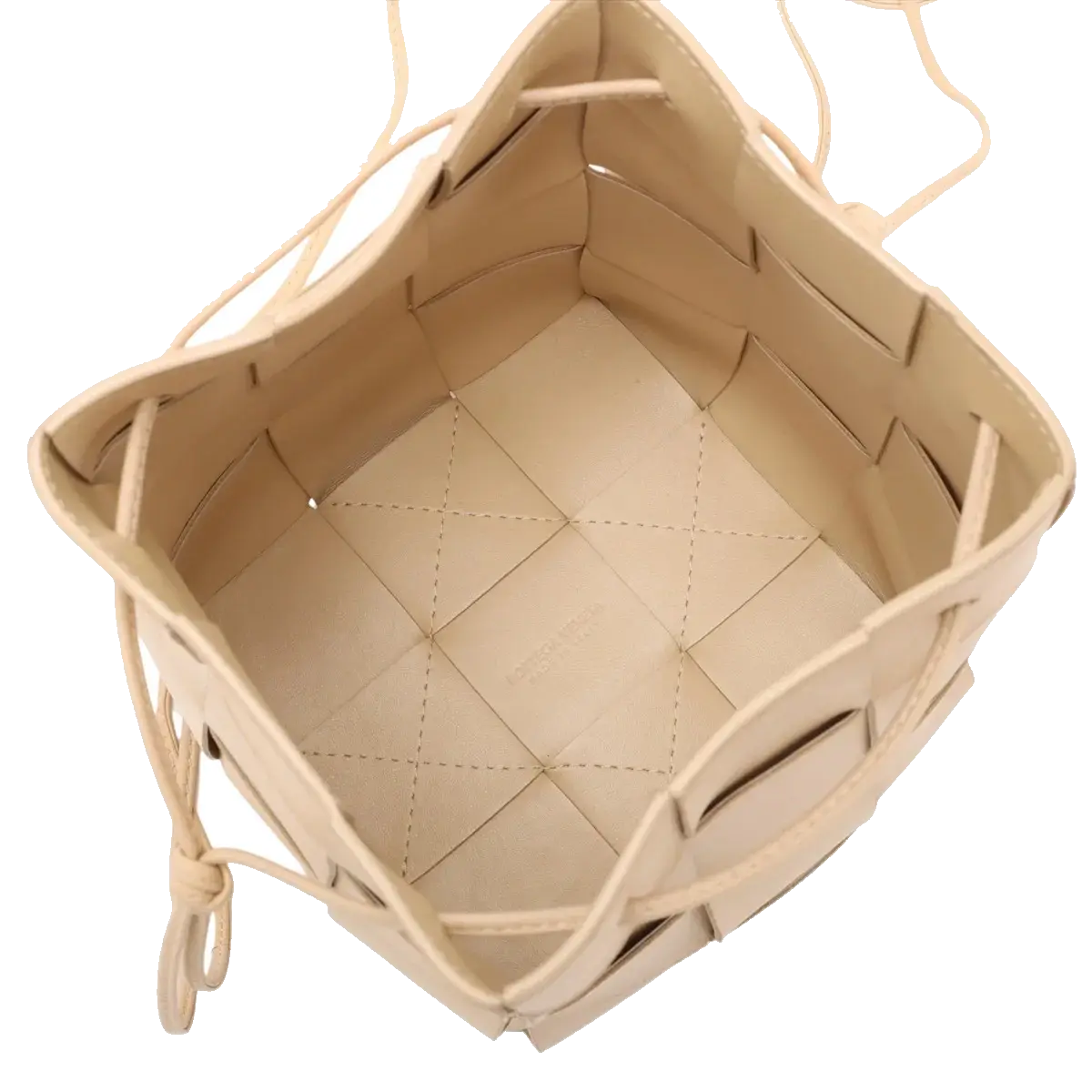 Pre-Loved Cassette Bucket Bucket Bag Intrecciato Leather Small, Beige