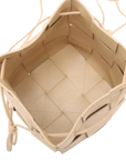 Pre-Loved Cassette Bucket Bucket Bag Intrecciato Leather Small, Beige