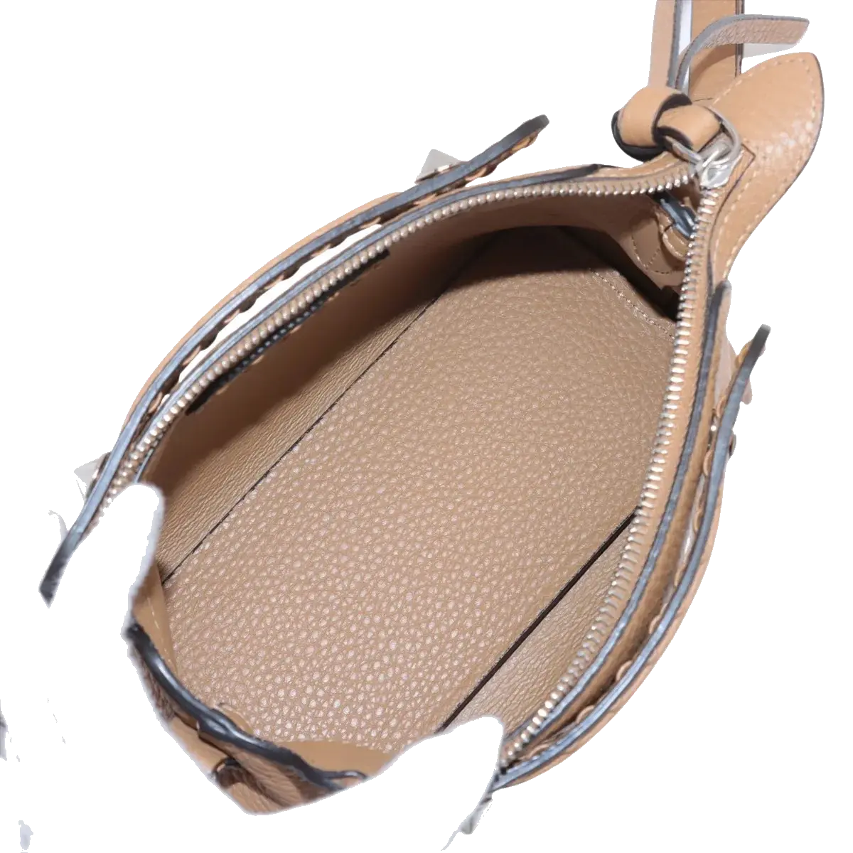 Pre-Loved Selleria Peekaboo Crossbody Bag Leather Mini with Silver Hardware, Tan