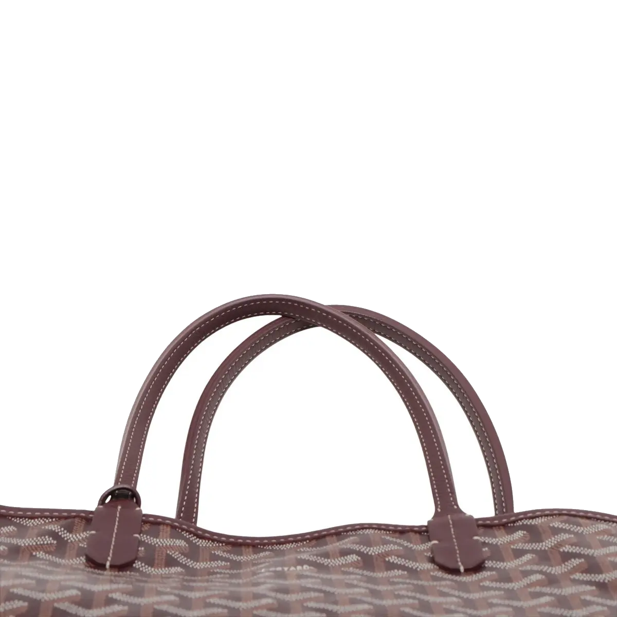 Pre-Loved Anjou Tote Goyardine Chevron Coated Canvas PM with Silver Hardware, Burgundy