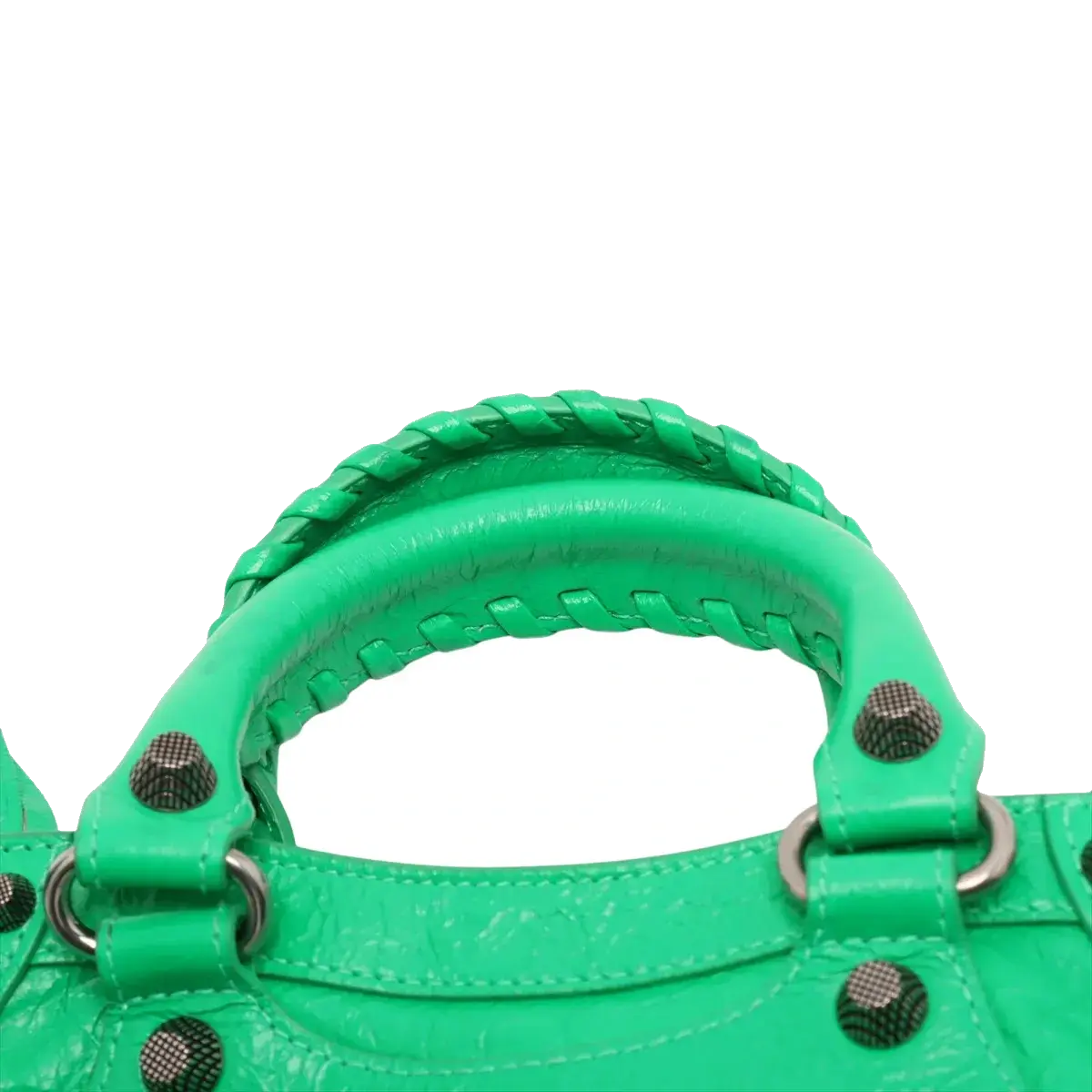 Pre-Loved Le Cagole Handbag Leather Mini with Aged Silver Hardware, Green