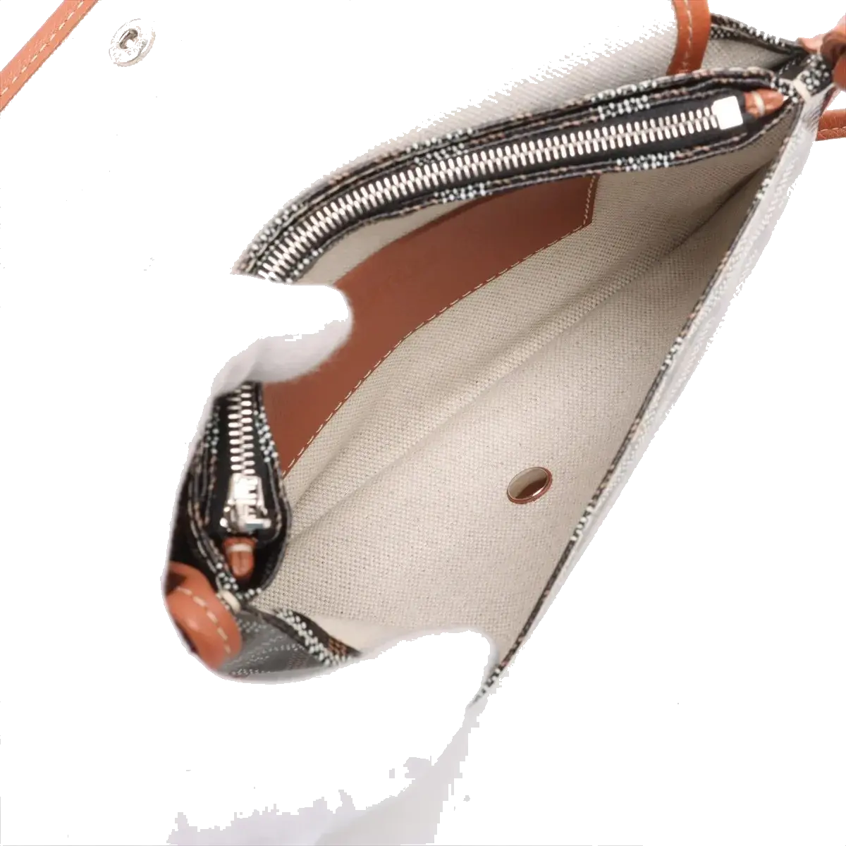 Pre-Loved Plumet Crossbody Bag Goyardine Chevron Coated Canvas with Silver Hardware, Black and Tan