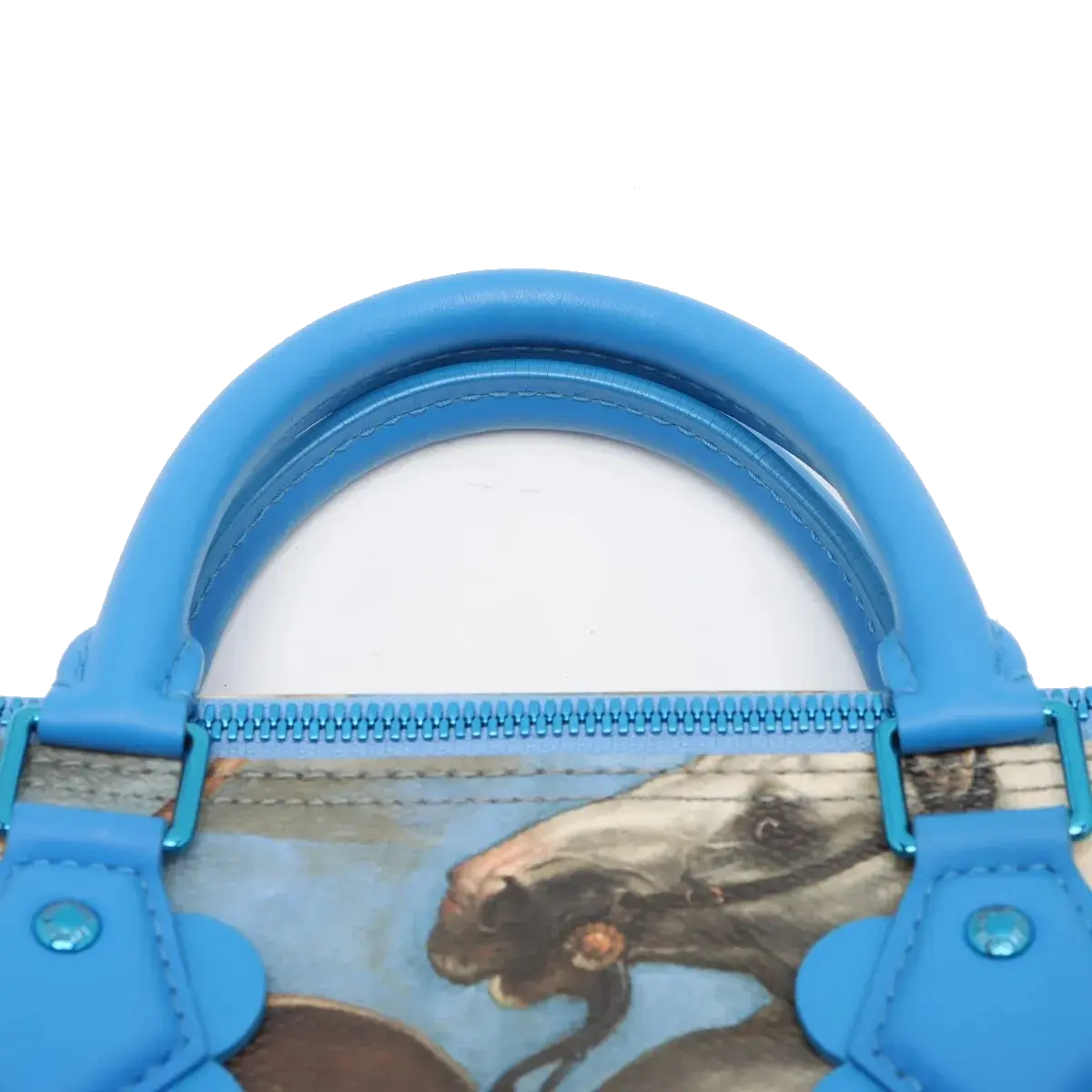 Pre-Loved Speedy Masters Rubens Handbag Printed Coated Canvas 30 with Gold Hardware, Blue Multicolor
