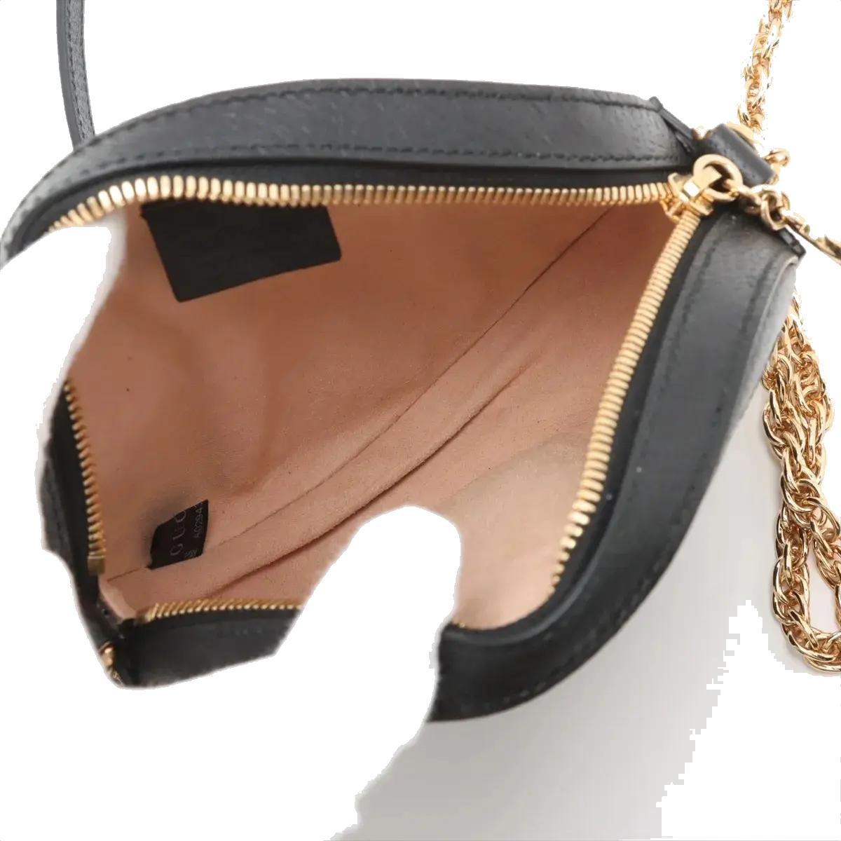 Pre-Loved Ophidia Round Mini Crossbody Bag Leather Mini with Gold Hardware, Black