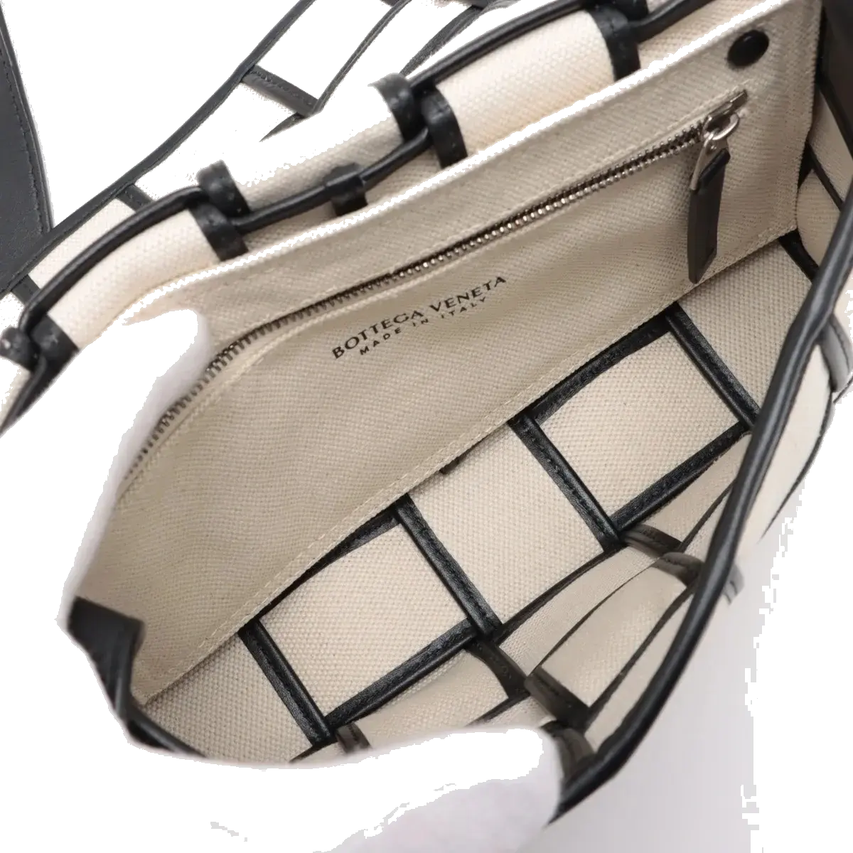 Pre-Loved Cassette Crossbody Bag Intrecciato Canvas with Silver Hardware, Cream