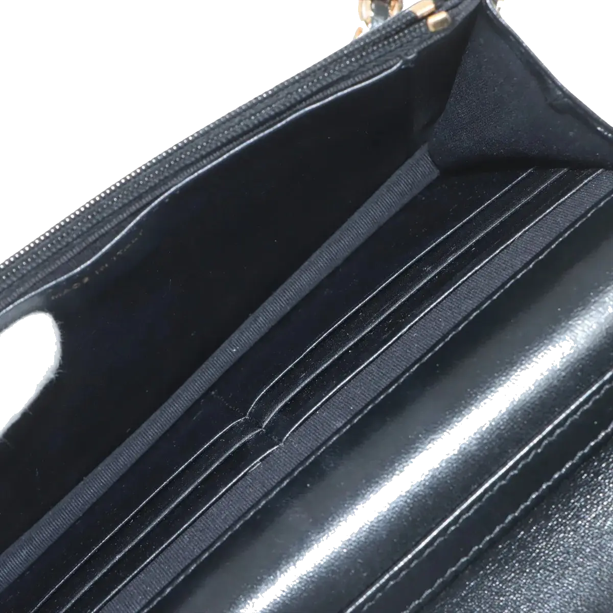 Pre-Loved Wallet on Chain Crossbody Bag Quilted Leather with Gold Hardware, Black