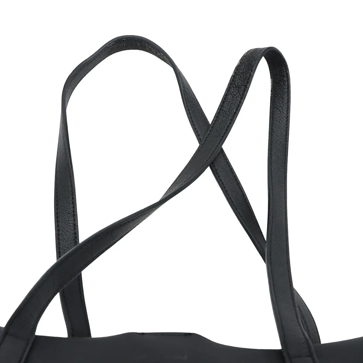 Pre-Loved Shopping Tote Leather with Gold Hardware, Black