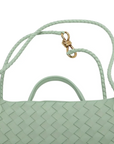 Pre-Loved Andiamo Tote Intrecciato Leather Small with Gold Hardware, Mint Green