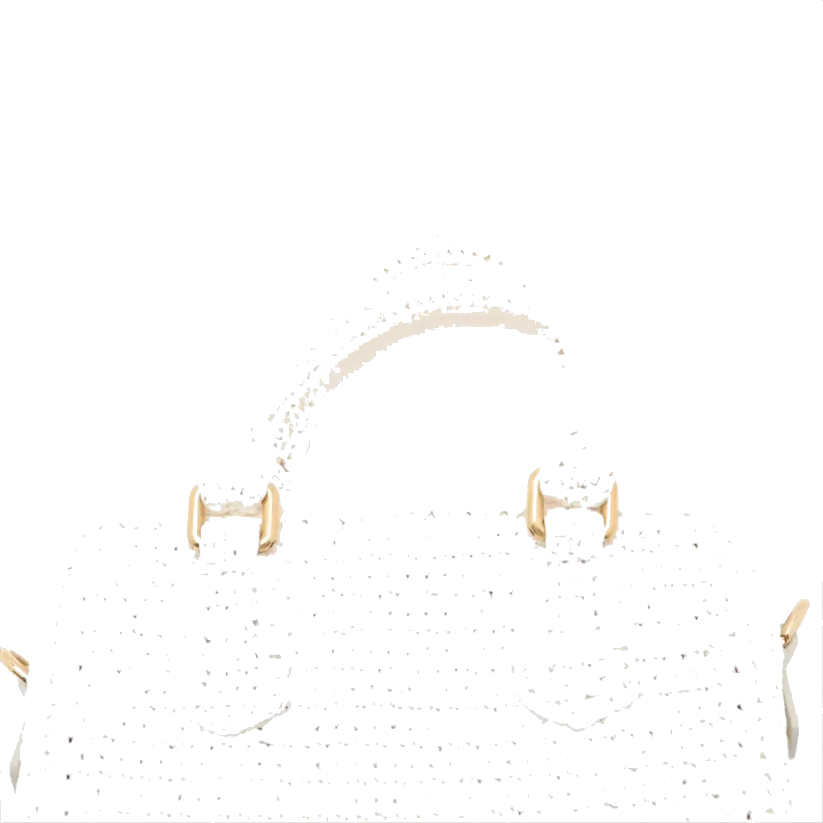 Pre-Loved Crochet Bowling Bag Handbag Crochet Raffia Mini with Gold Hardware, White