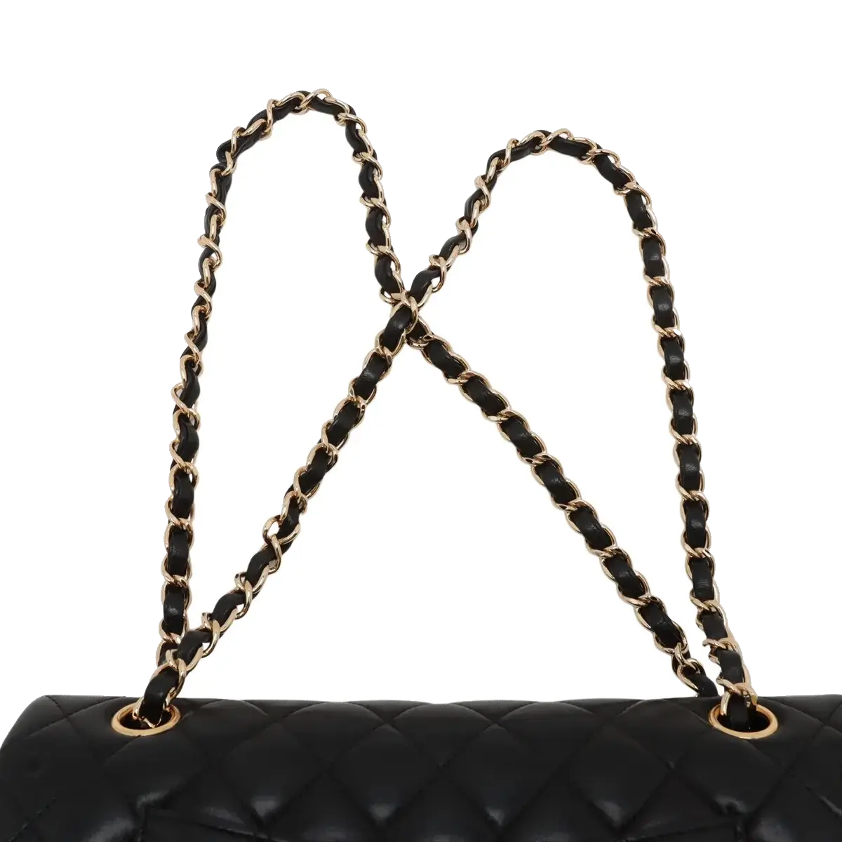 Pre-Loved Classic Double Flap Shoulder Bag Quilted Leather Medium with Gold Hardware, Black