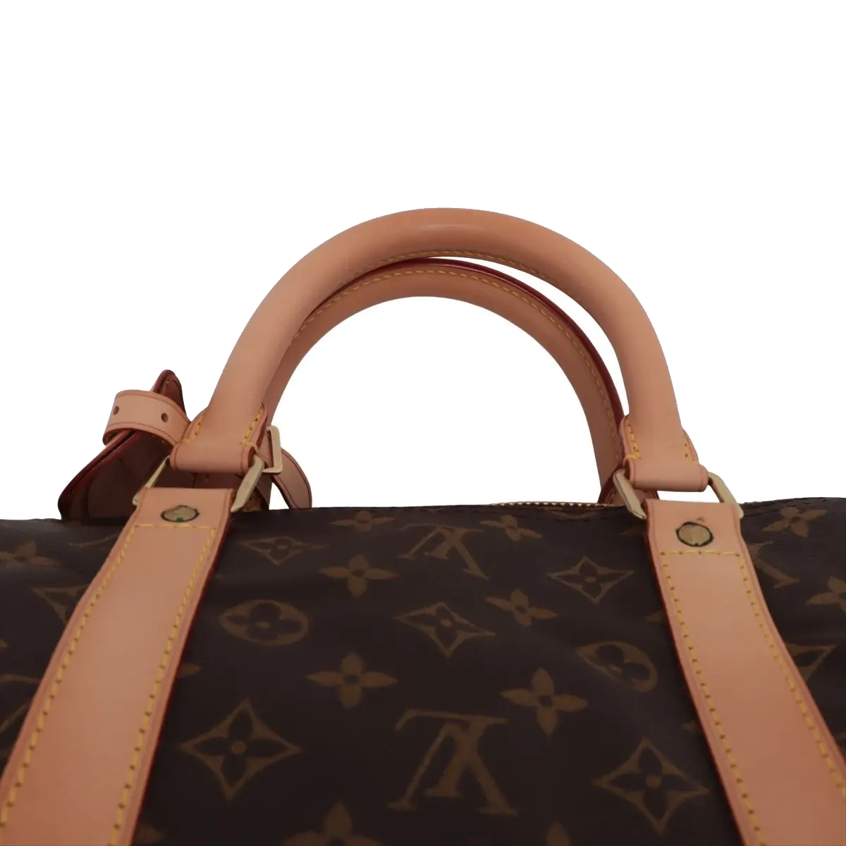 Pre-Loved Keepall Bandoulière Travel Bag Monogram Coated Canvas 55 with Gold Hardware, Brown