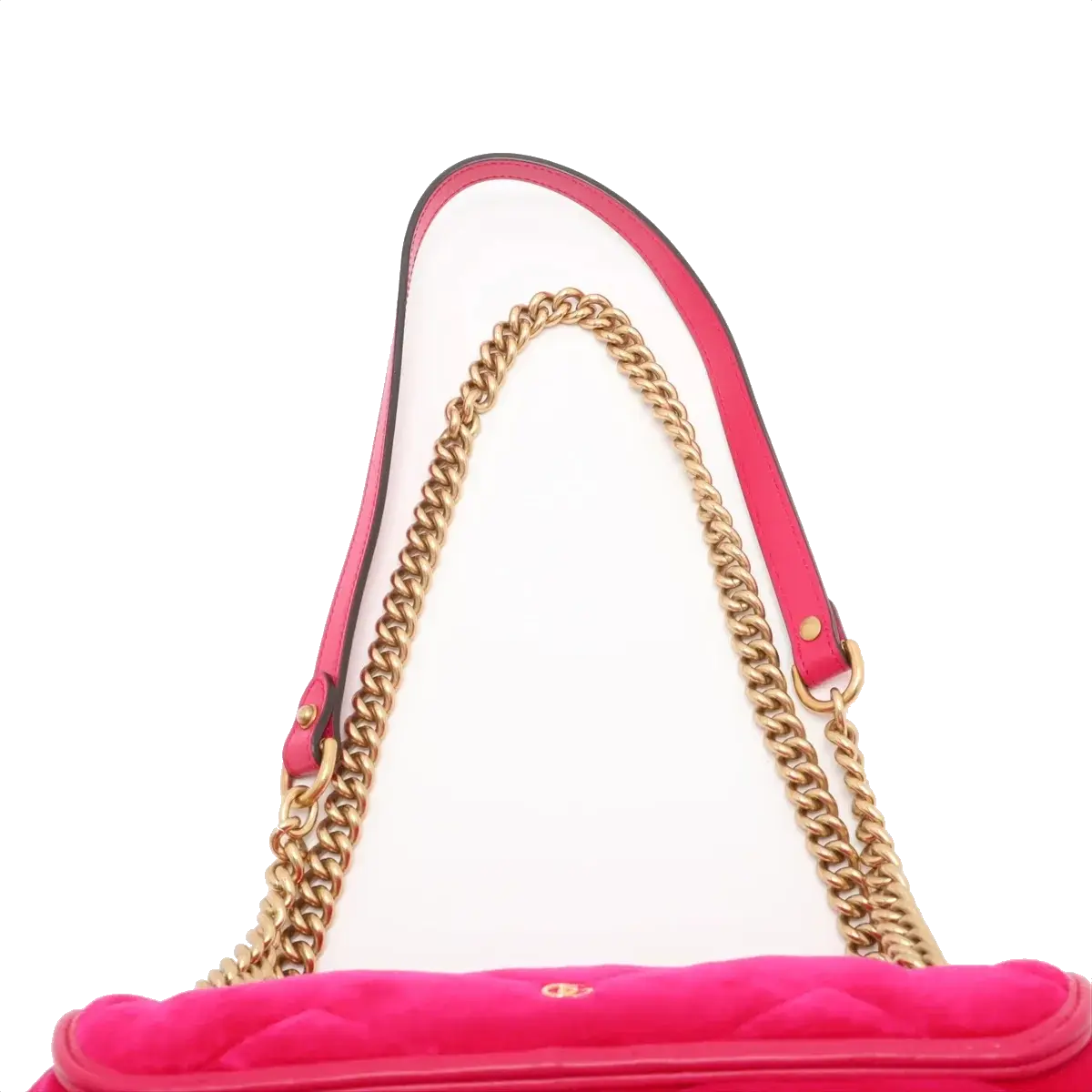 Pre-Loved GG Marmont Shoulder Bag Quilted Velvet Small with Aged Gold Hardware, Pink