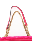 Pre-Loved GG Marmont Shoulder Bag Quilted Velvet Small with Aged Gold Hardware, Pink