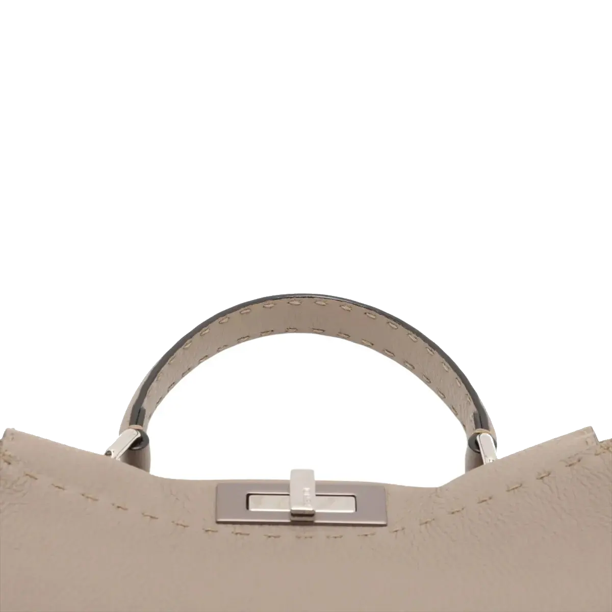 Pre-Loved Peekaboo Handbag Leather Regular with Silver Hardware, Taupe