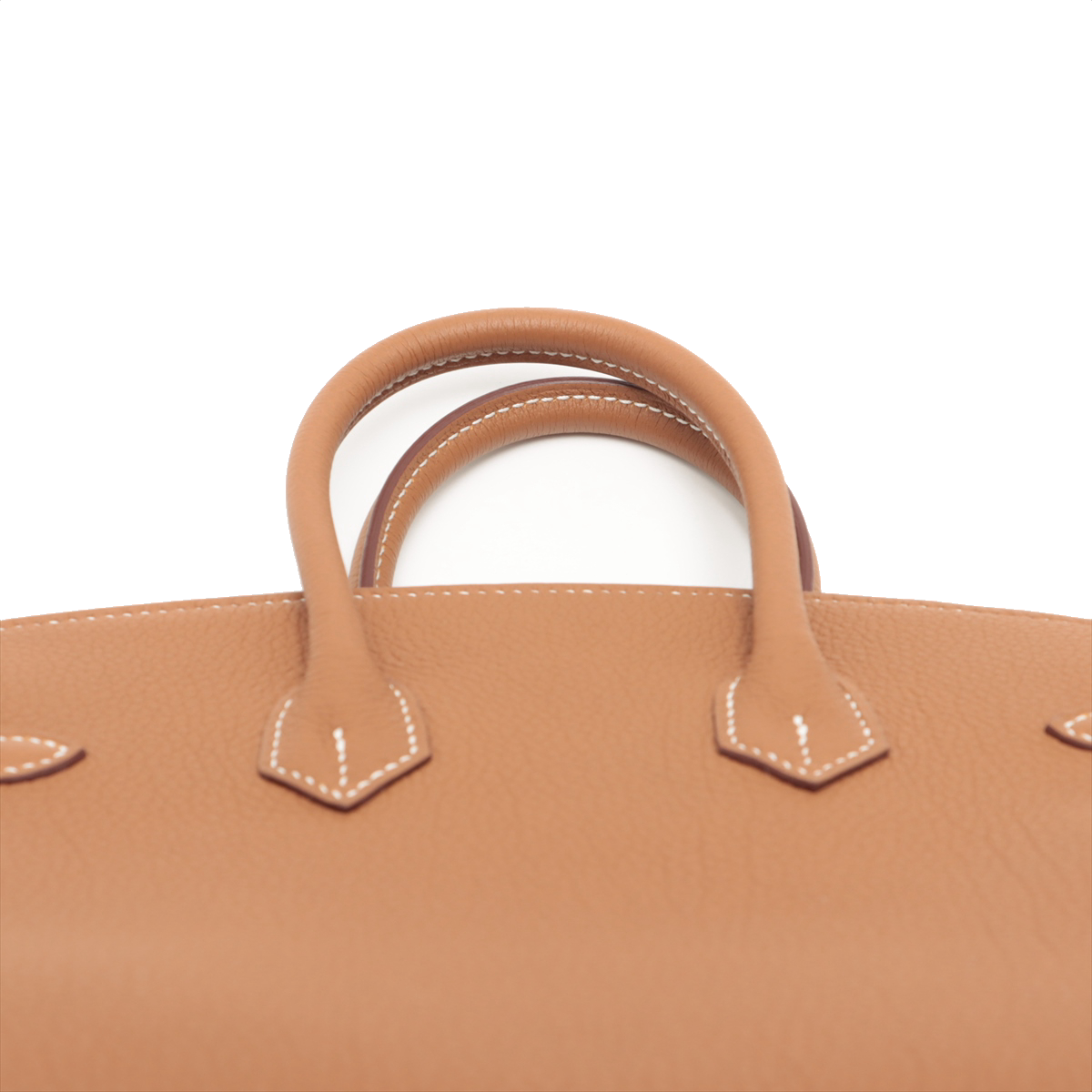 Pre-Loved Birkin Handbag Leather 25 with Palladium Hardware, Gold (Tan)