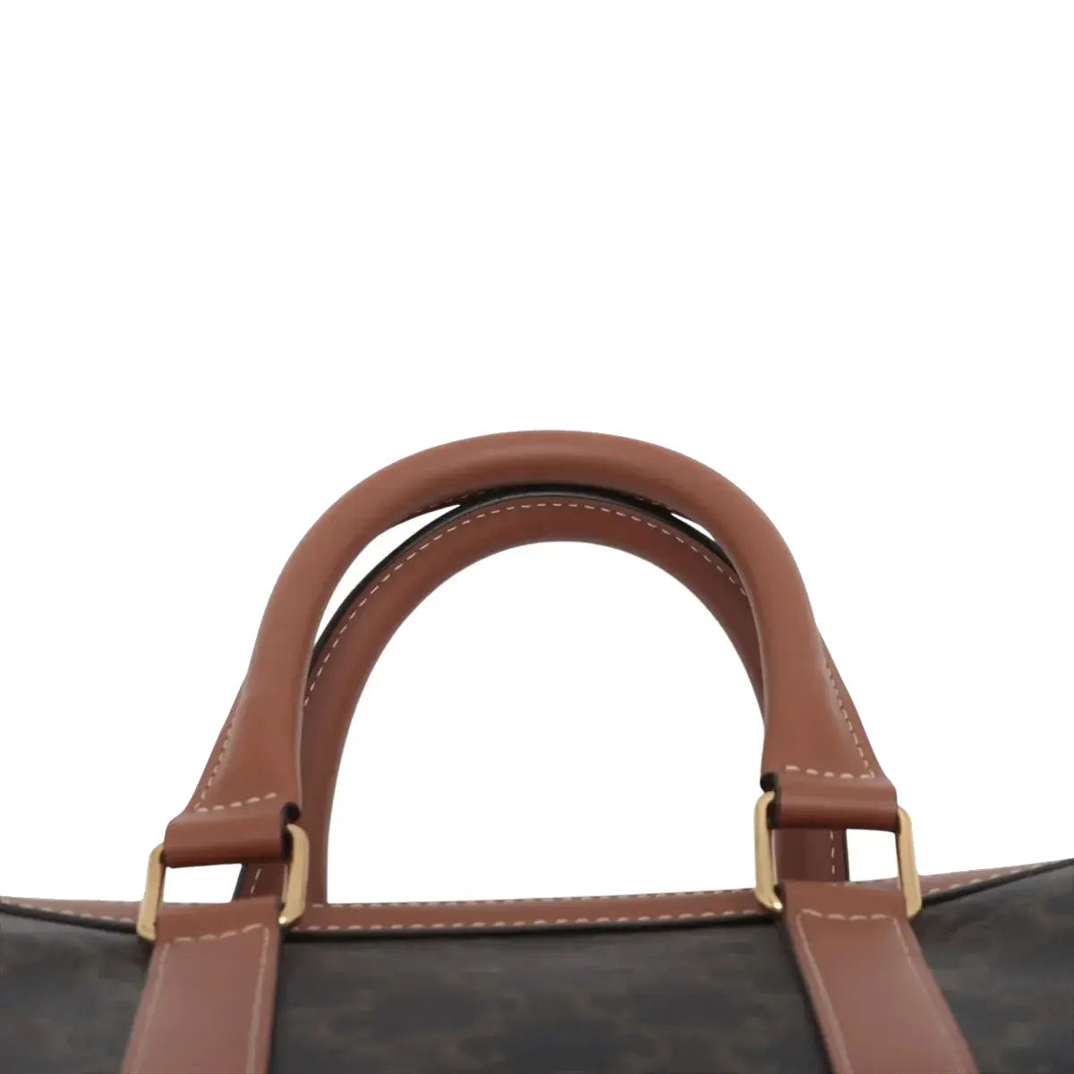 Pre-Loved Triomphe Boston Bag Handbag Triomphe Coated Canvas Small with Gold Hardware, Brown