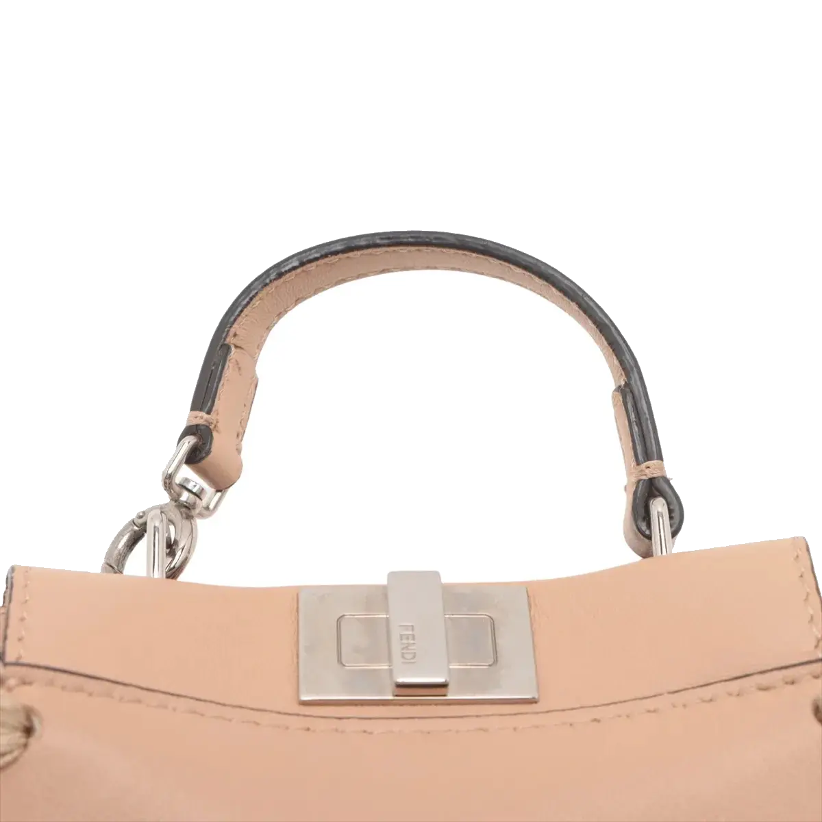 Pre-Loved Peekaboo Handbag Leather Micro with Silver Hardware, Beige