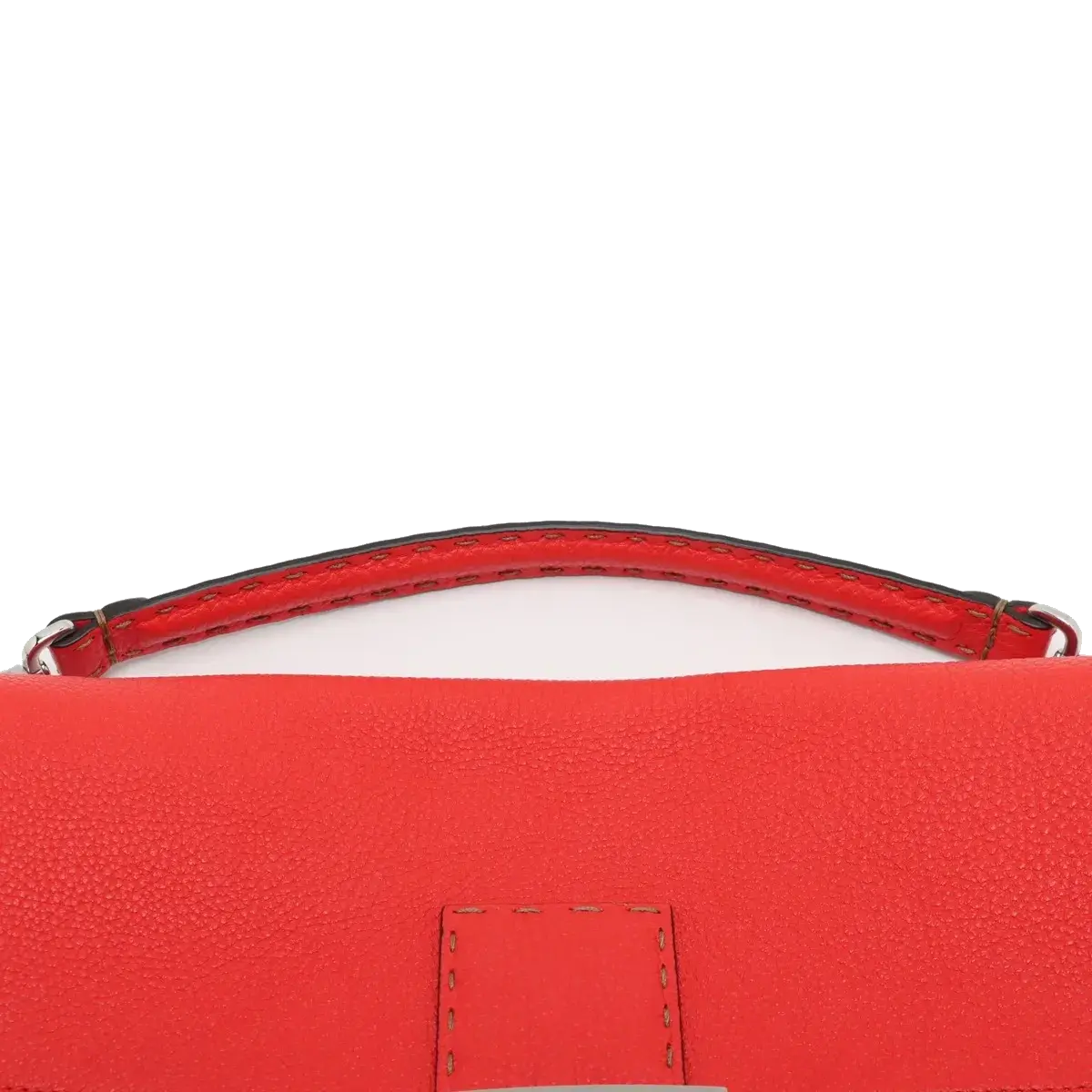 Pre-Loved Baguette Shoulder Bag Leather with Silver Hardware, Red