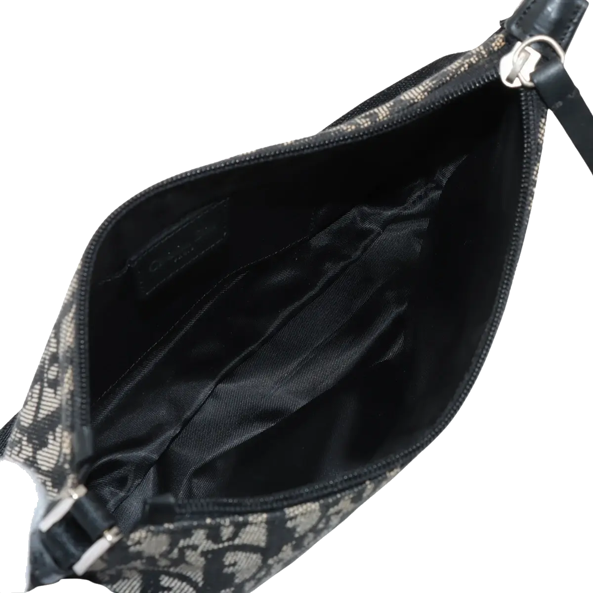 Pre-Loved Trotter Shoulder Bag Trotter Coated Canvas with Silver Hardware, Black