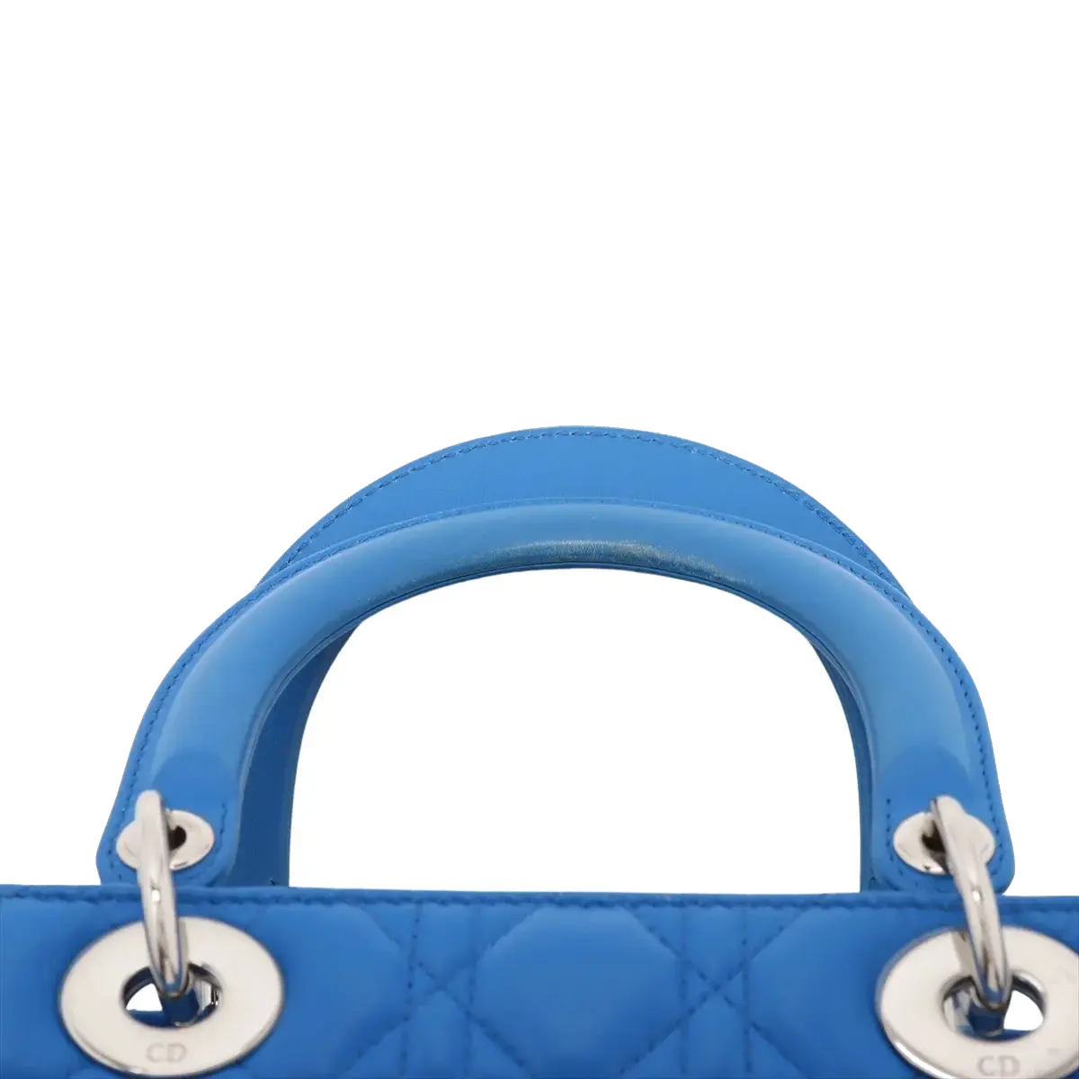 Pre-Loved Lady Dior Handbag Quilted Leather Medium with Silver Hardware, Blue